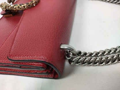 Gucci Dionysus Chain Leather, Red, Leather, Shoulder Bag