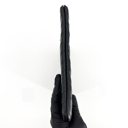 Chanel Charm O Case Chevron Lambskin, Black, Leather, Clutch