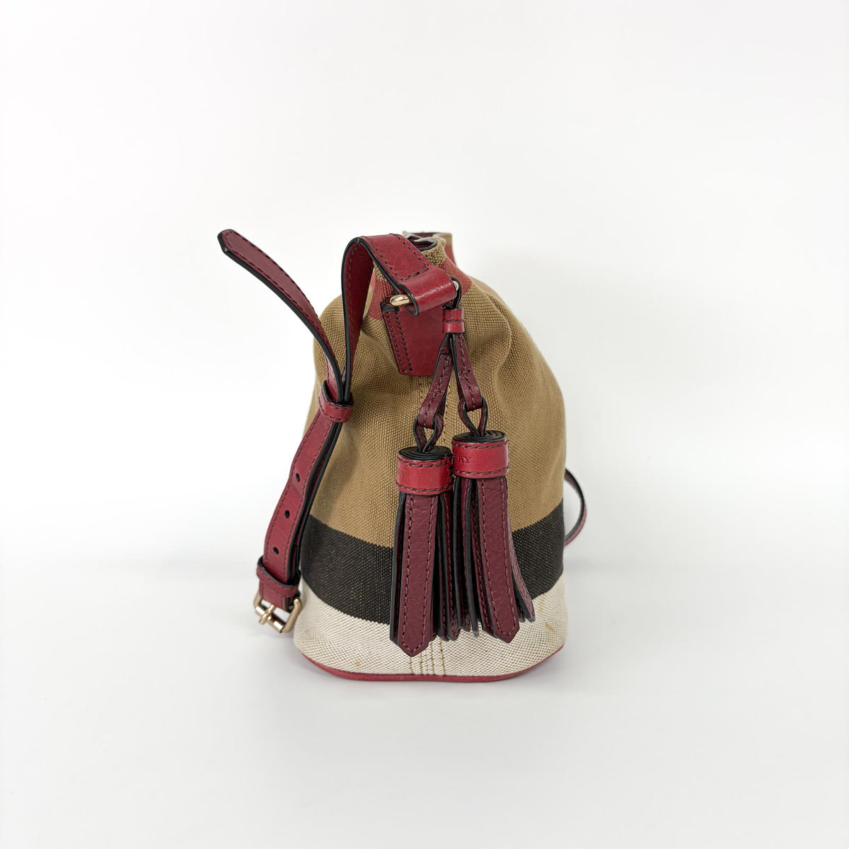 Burberry Ashby House Check Canvas, Beige, Canvas, Handbag