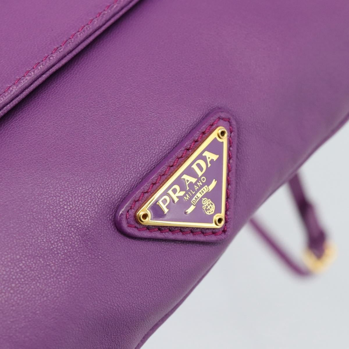 Prada Fold Over Chain Flap Soft Calf, Purple, Leather, Handbag