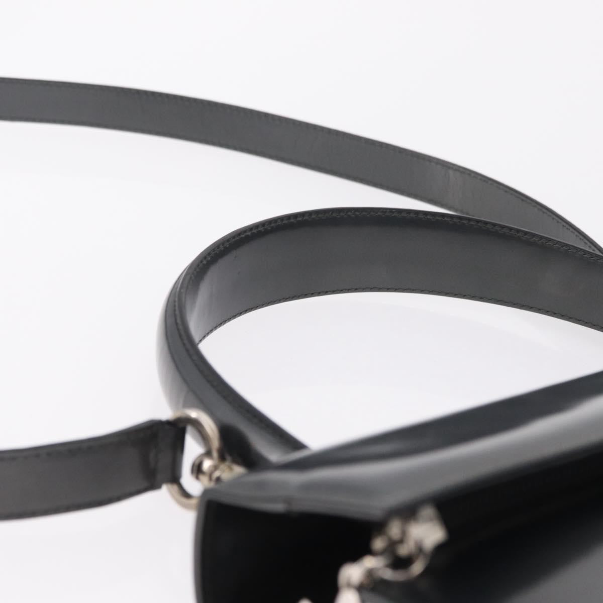 Salvatore Ferragamo Gancini Leather, Gray, Patent Leather, Handbag
