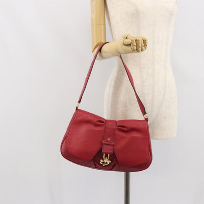 Salvatore Ferragamo Gancini Leather, Red, Leather, Shoulder Bag