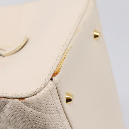 Christian Dior Vintage Leather, White, Leather, Tote Bag