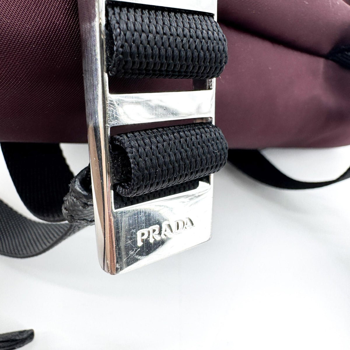Prada Technical Zip Tessuto, Burgundy, Nylon, Crossbody Bag