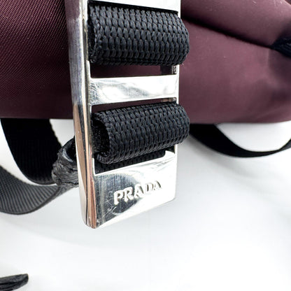 Prada Technical Zip Tessuto, Burgundy, Nylon, Crossbody Bag