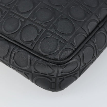 Salvatore Ferragamo Gancini Leather, Black, Leather, Shoulder Bag