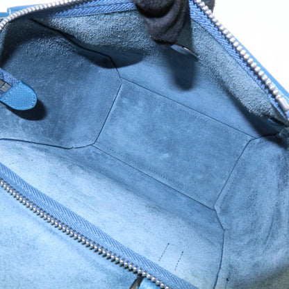 Celine Belt Textured Leather, Blue, Leather, Handbag