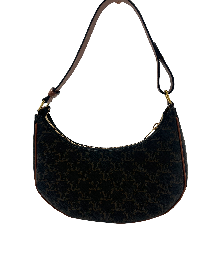 Celine Ava Bag Triomphe Canvas, Brown, Leather, Shoulder Bag
