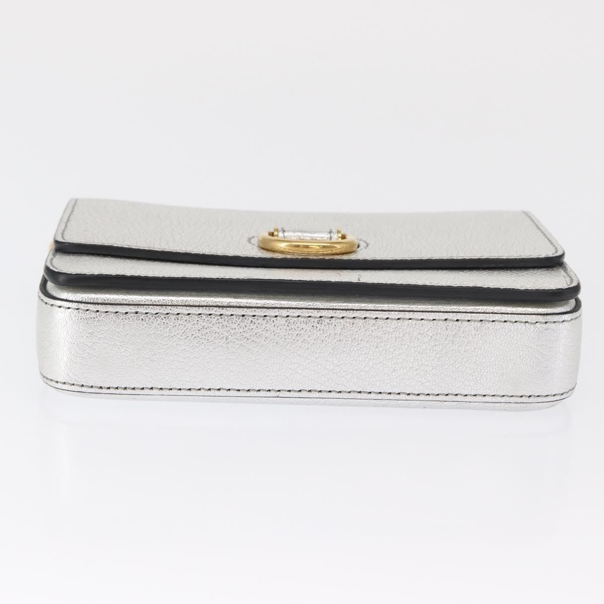 Burberry D-Ring Chain Leather, Silver, Leather, Shoulder Bag