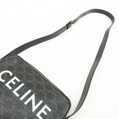 Celine Logo Messenger Triomphe Coated Canvas, Brown, Canvas, Handbag