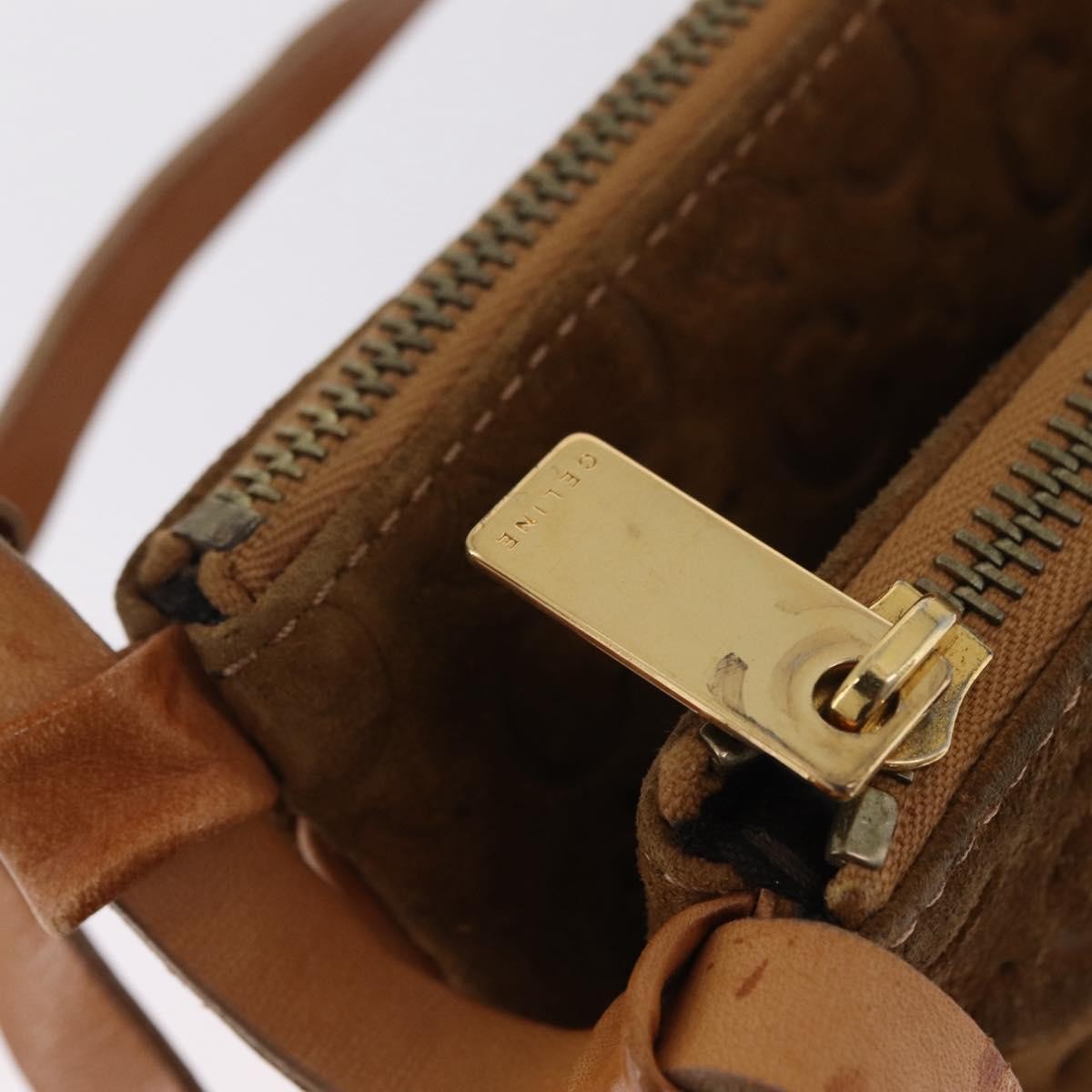 Celine C Macadam Shoulder Suede, Brown, Suede, Handbag