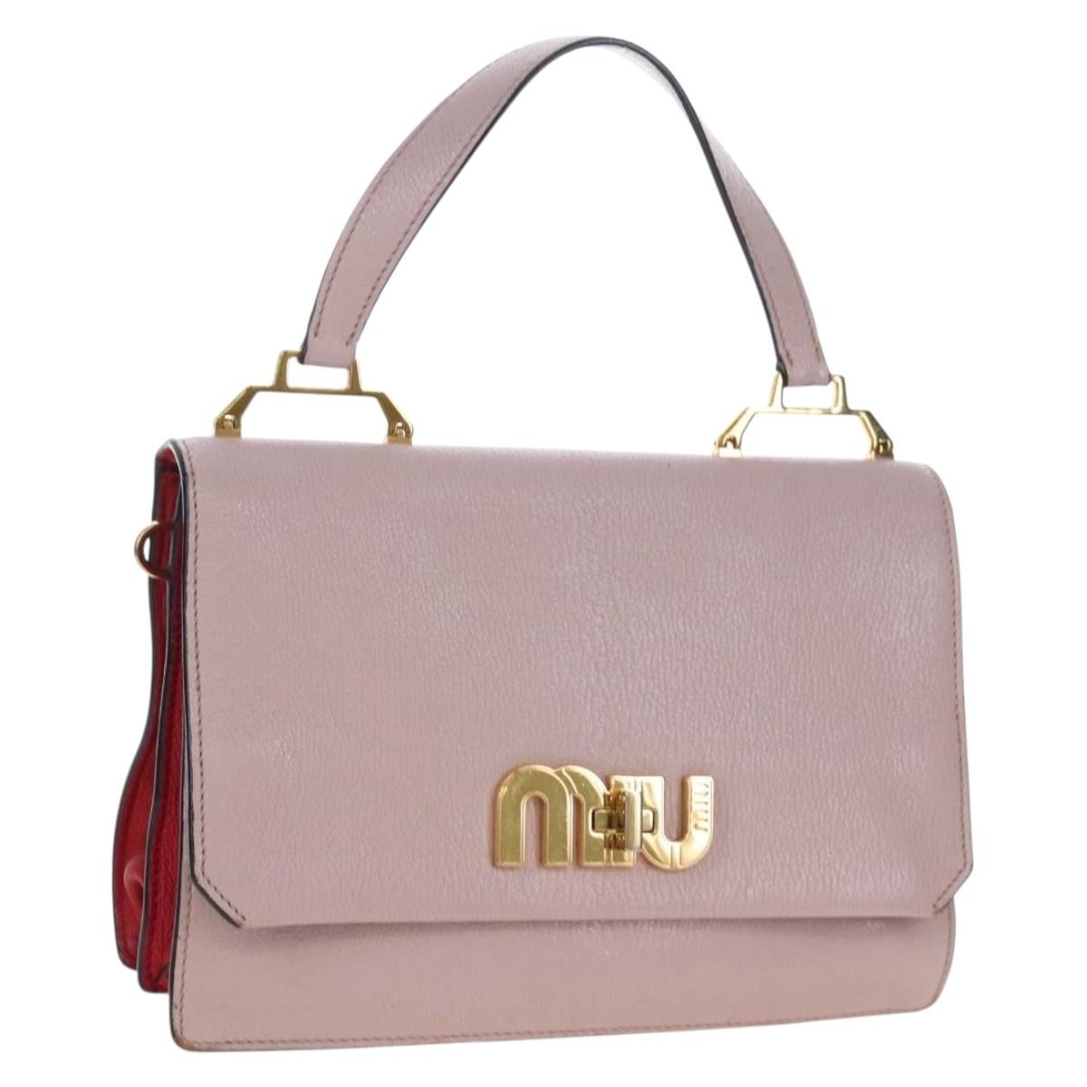 Miu Miu Logo Flap Leather, Pink, Leather, Crossbody Bag