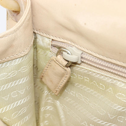 Prada Resin Chain Ruffle Flap Leather, Beige, Leather, Handbag