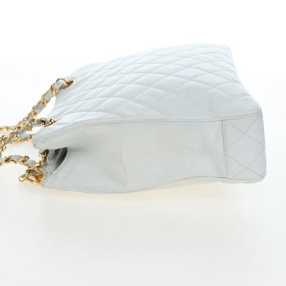 Chanel Shoulder Quilted Leather, White, Leather, Shoulder Bag