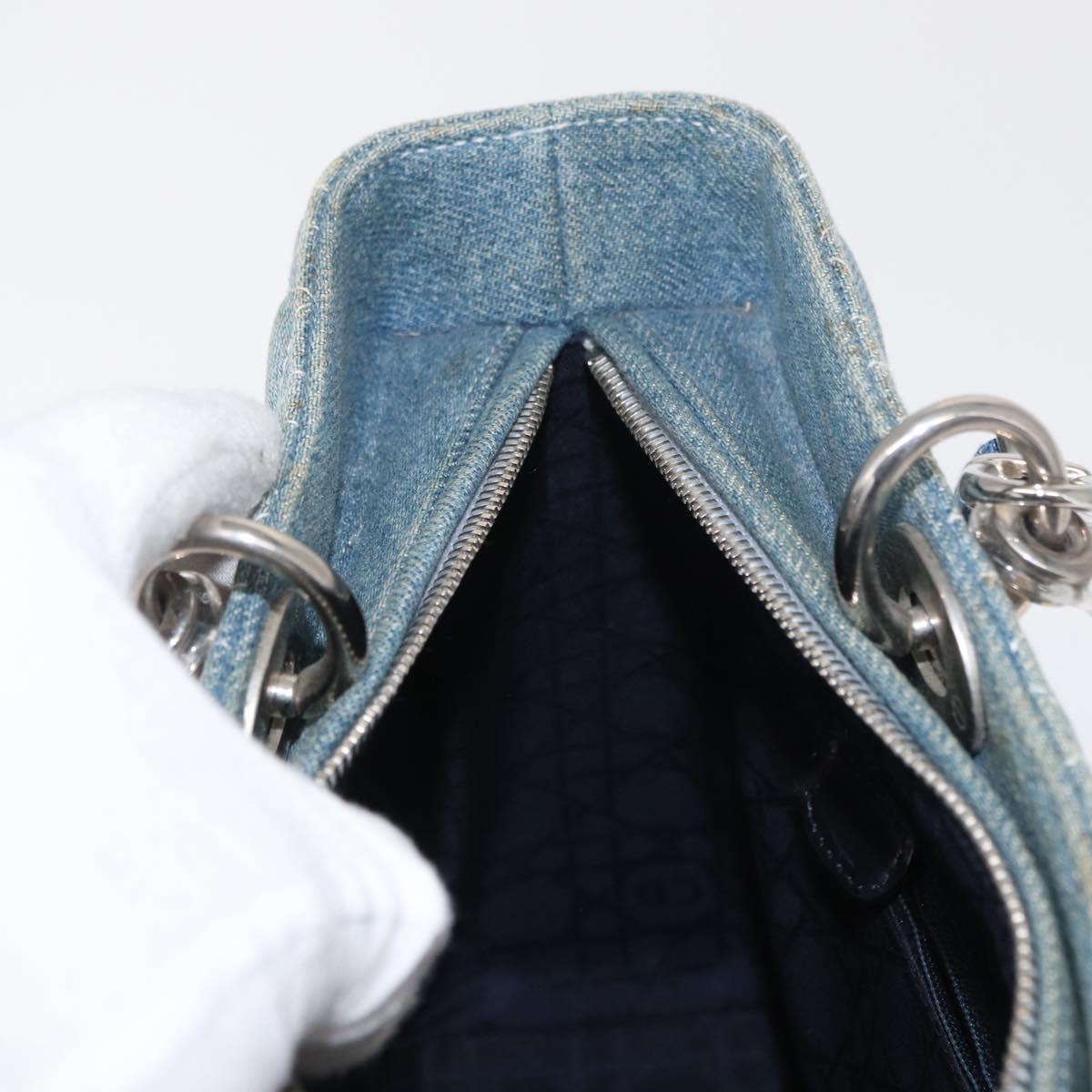 Christian Dior Vintage Lady Dior Bag Cannage Quilt Denim, BLUE, CANVAS, Tote bag