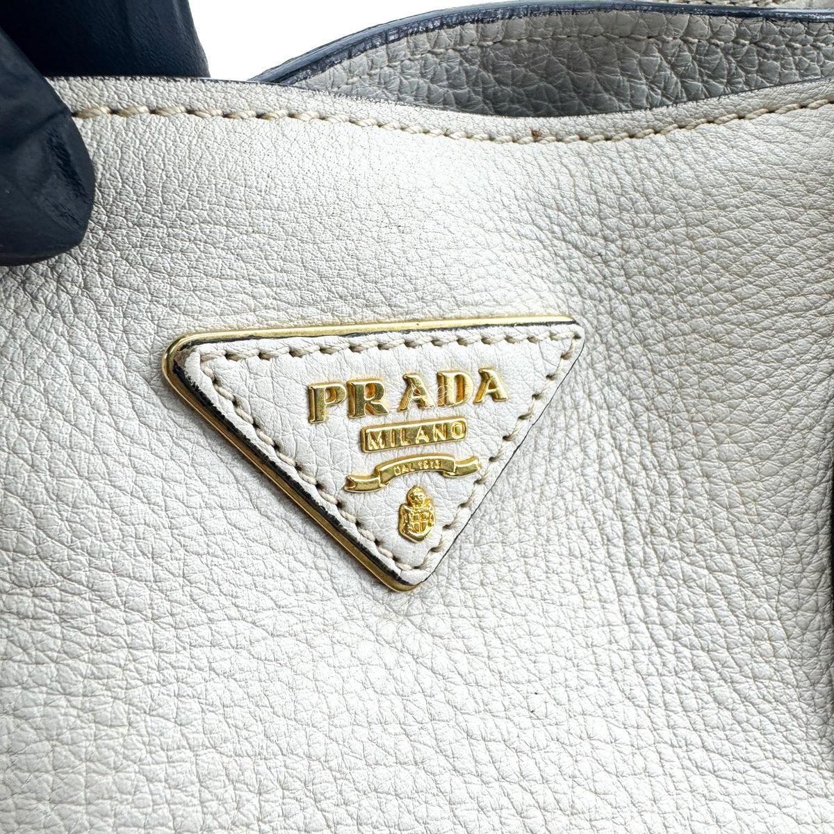 Prada Convertible Shopper Tote Vitello Daino, Gray, Leather, Tote Bag