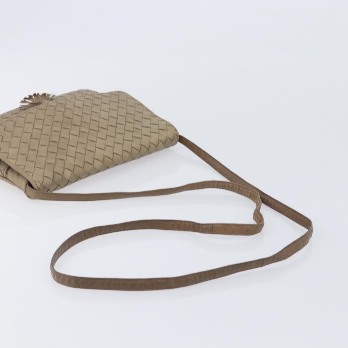 Bottega Veneta Tassel Flap Intrecciato Nappa, Beige, Leather, Crossbody Bag