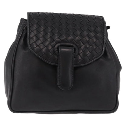 Bottega Veneta Backpack Leather with Intrecciato, Black, Leather, Backpack