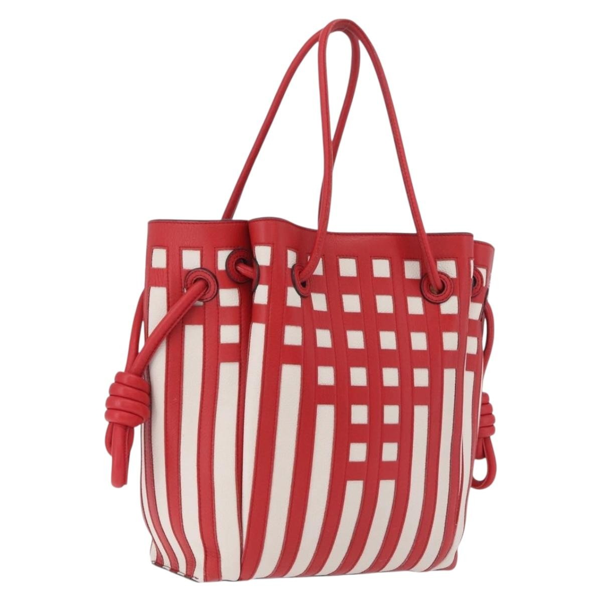 Loewe Flamenco Knot Patchwork Leather, Red, Leather, Handbag