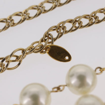 Chanel Vintage Double Pearl Station Long Chain Metal and Faux Pearls, Gold, Gold Plated, Necklace