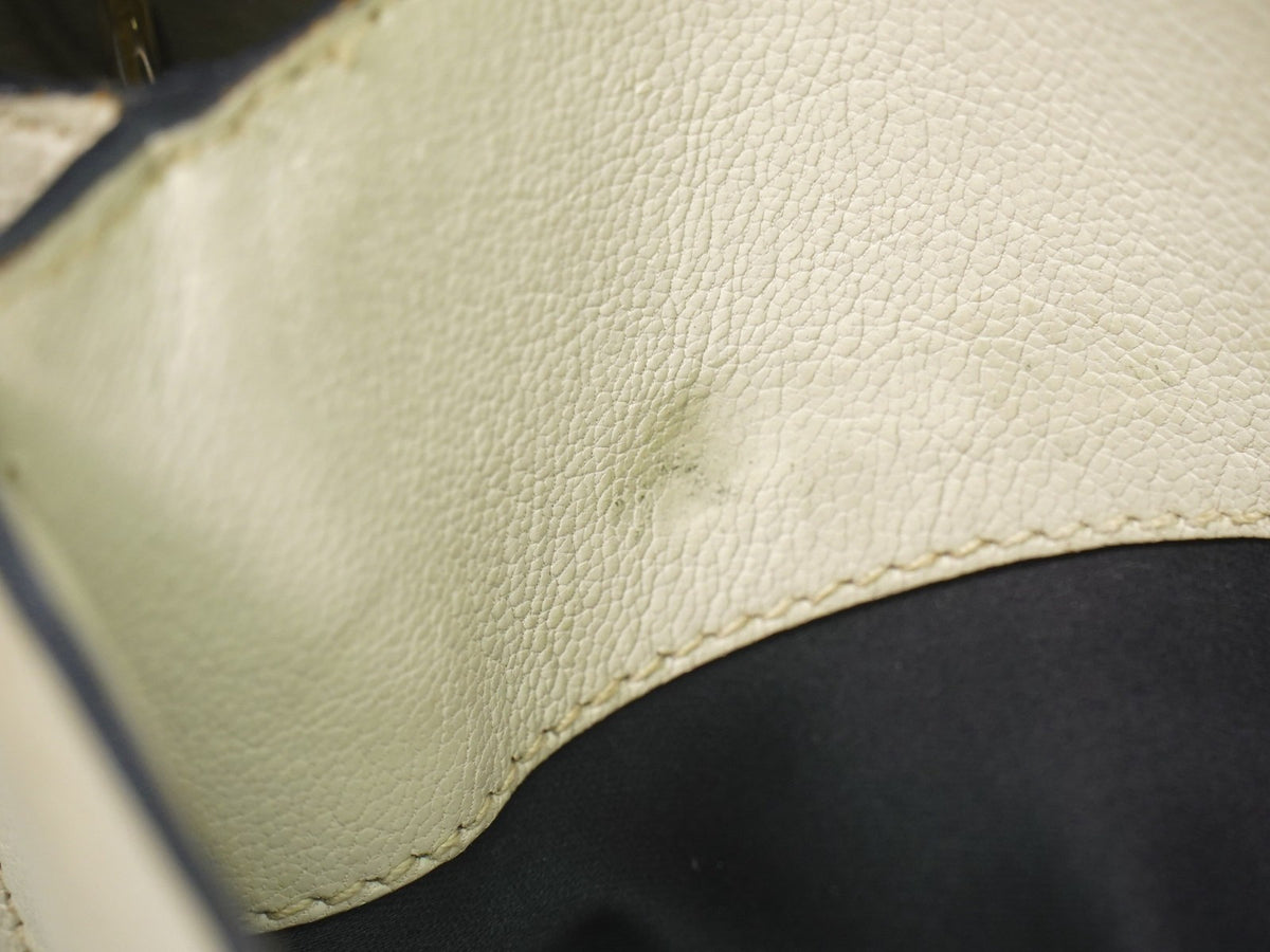 Miu Miu Madras Convertible Lock Leather, Beige, Leather, Tote Bag