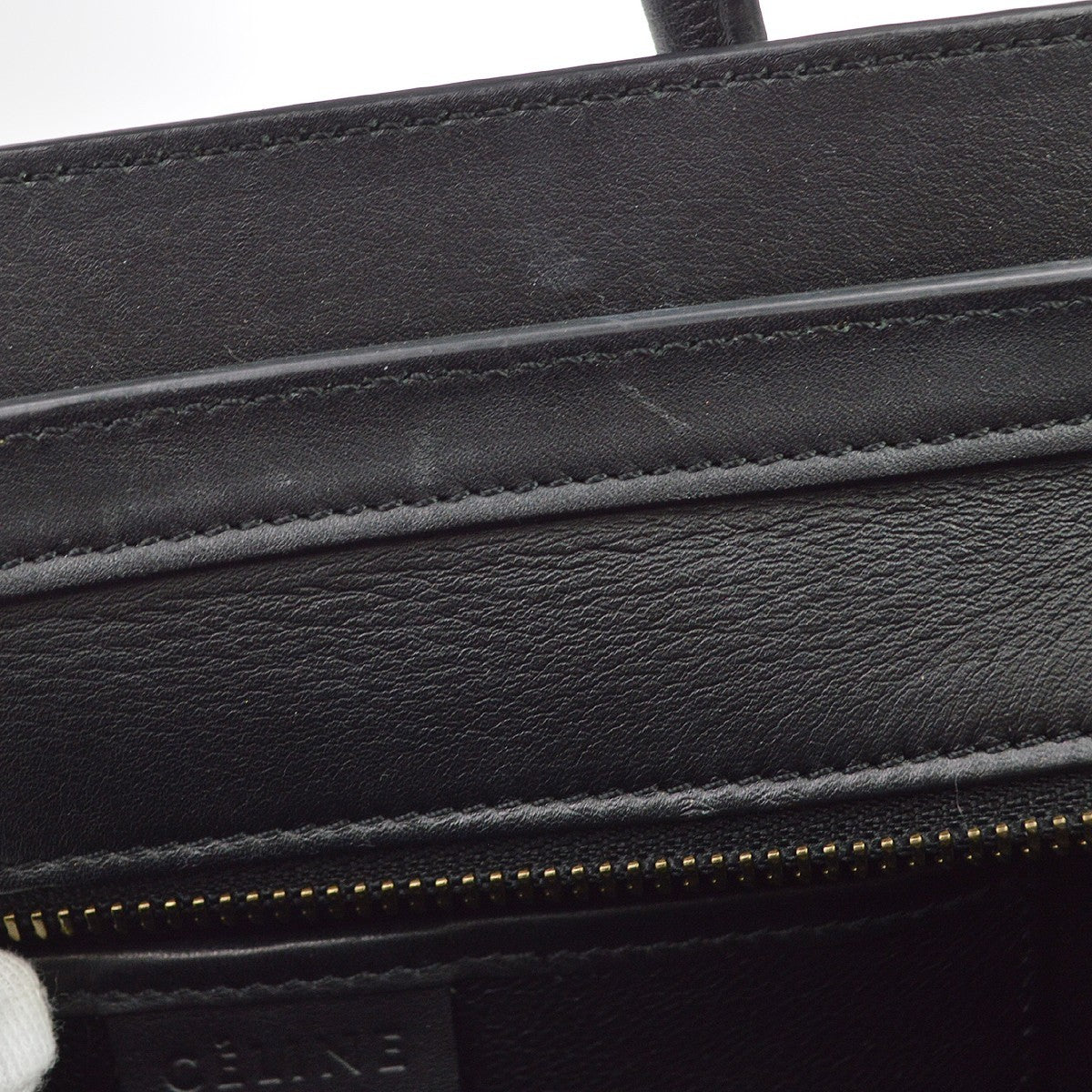 Celine Luggage Smooth Leather, Green, Leather, Handbag