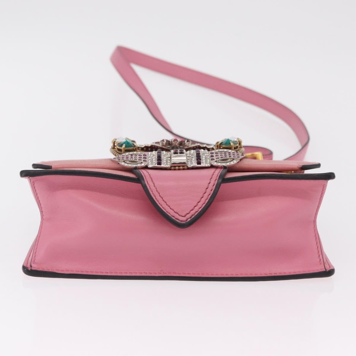 Miu Miu Madras Crystal Buckle Leather, Pink, Leather, Shoulder Bag