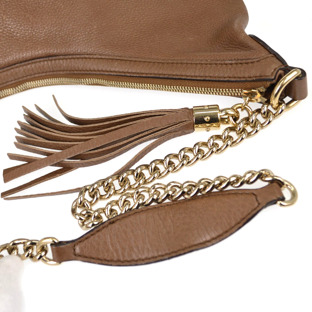 Gucci Soho Chain Hobo Leather, Brown, Leather, Shoulder Bag