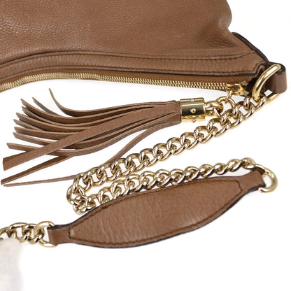 Gucci Soho Chain Hobo Leather, Brown, Leather, Shoulder Bag
