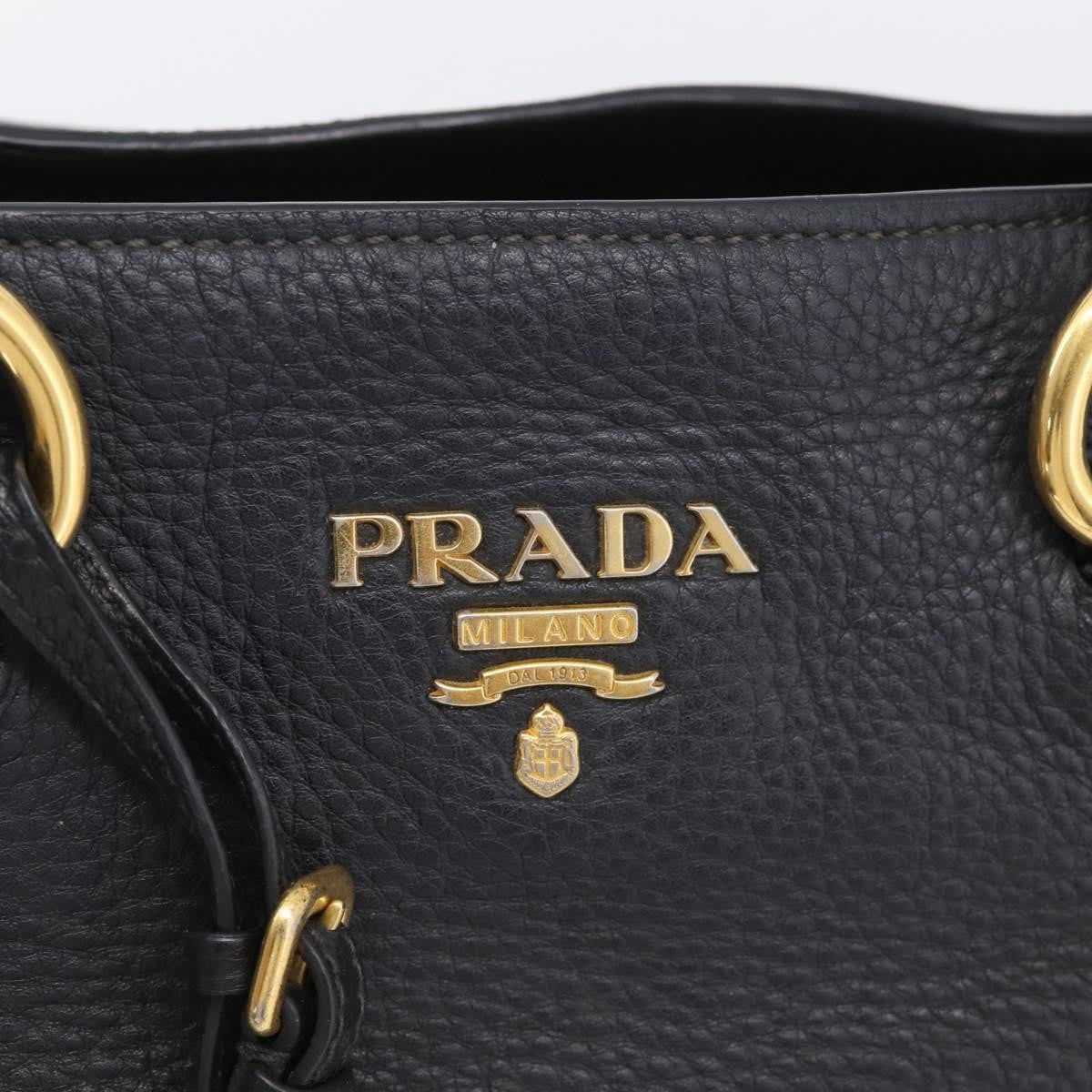 Prada Vintage Leather, Black, Leather, Handbag