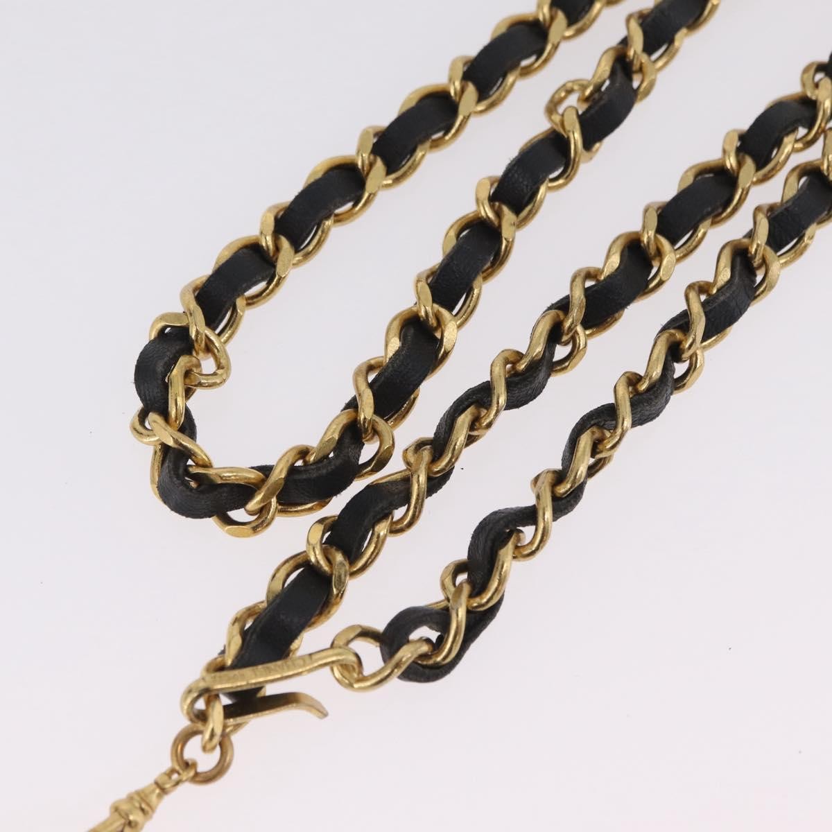 Chanel Vintage Logo Chain Belt Metal and Leather, Gold, Metal, Belt