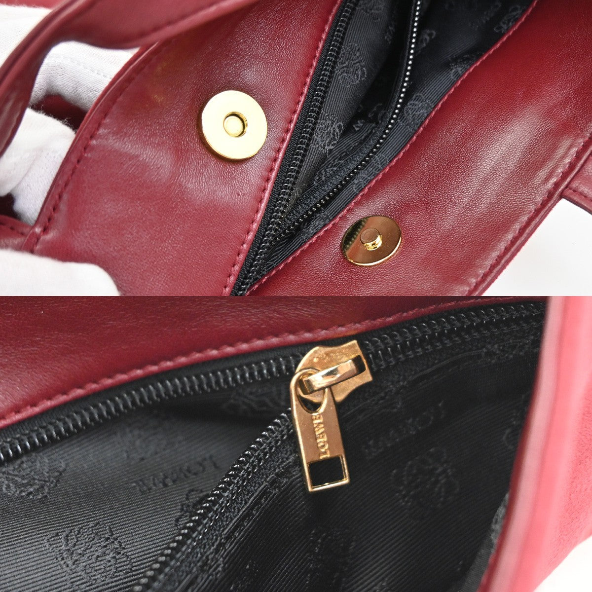 Loewe Anagram Leather, Red, Suede, Tote Bag