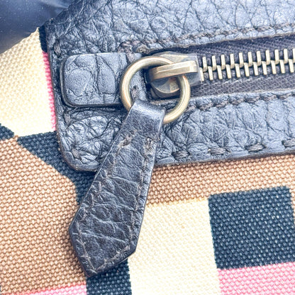 Prada Shoulder Canvas and Leather, Black, Canvas, Shoulder Bag
