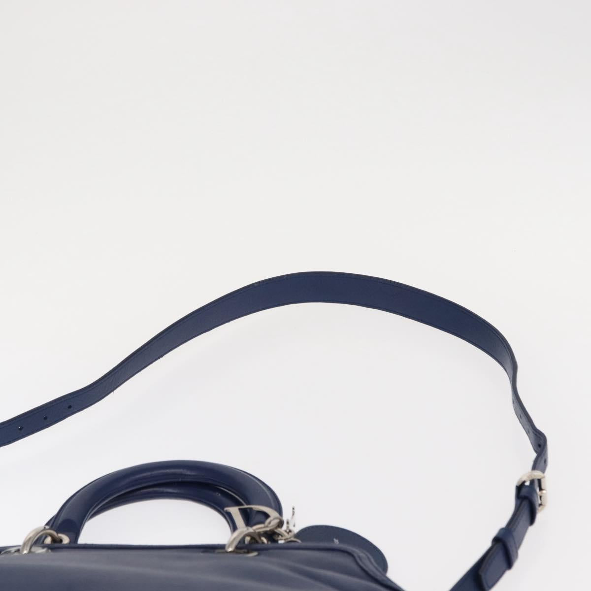 Christian Dior Granville Satchel Leather, BLUE, LEATHER, Handbag