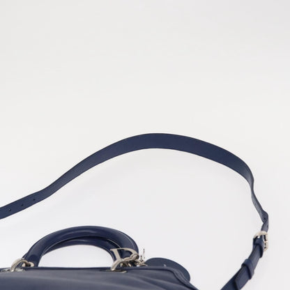 Christian Dior Granville Satchel Leather, BLUE, LEATHER, Handbag