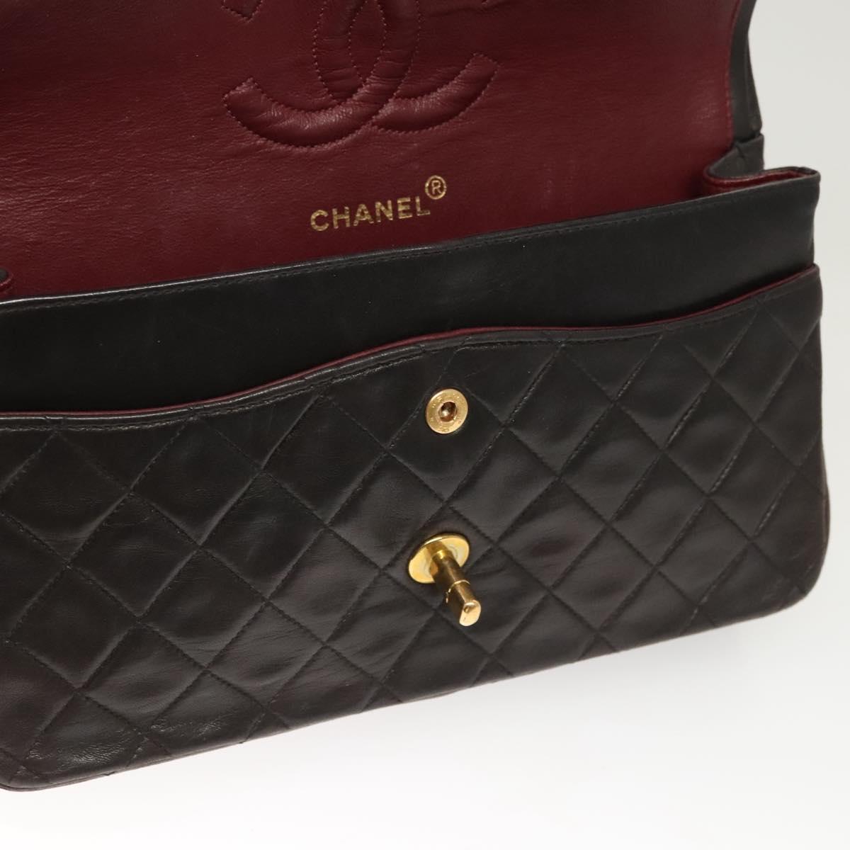 Chanel Vintage Classic Double Flap Bag Quilted Lambskin, BLACK, LEATHER, Shoulder bag