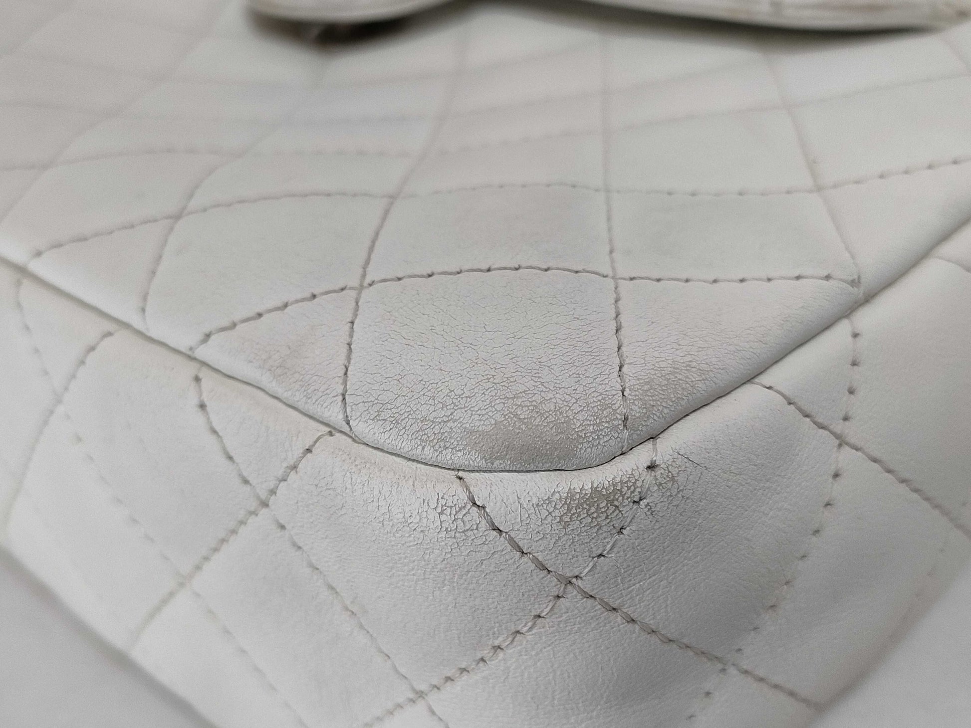 Chanel Cambon Camera Bag Quilted Leather, WHITE, LEATHER, Shoulder bag