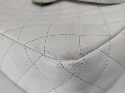 Chanel Cambon Camera Bag Quilted Leather, WHITE, LEATHER, Shoulder bag