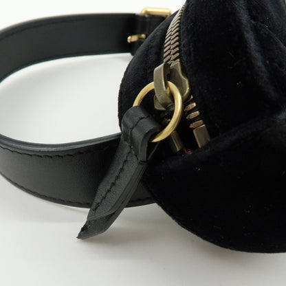 Gucci GG Marmont Belt Embellished Matelasse Velvet, Black, Velvet, Handbag