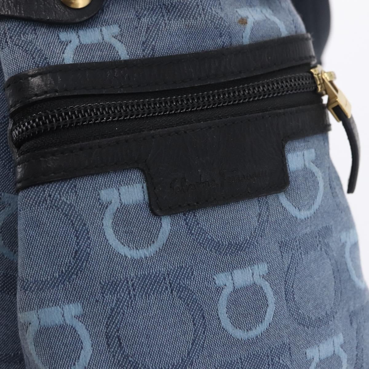 Salvatore Ferragamo Gancini Canvas, Navy, Canvas, Crossbody Bag