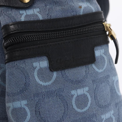 Salvatore Ferragamo Gancini Canvas, Navy, Canvas, Crossbody Bag