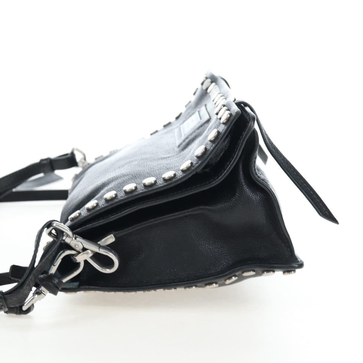 Prada Etiquette Flap Studded Glace Calfskin, Black, Leather, Handbag