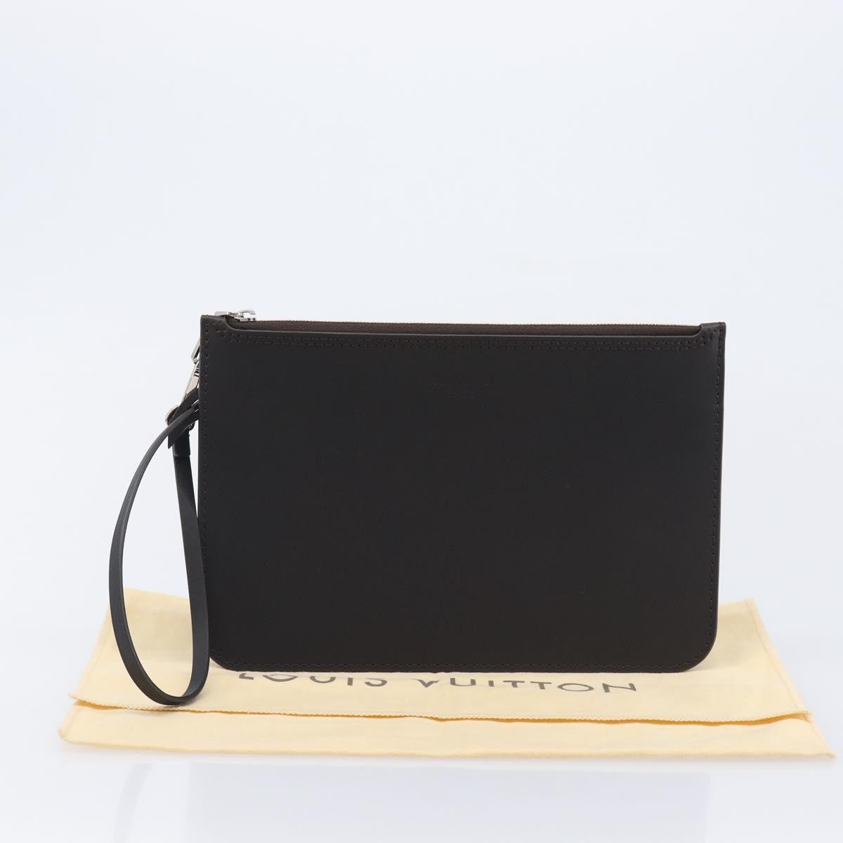 Louis Vuitton Neverfull Pochette Leather, Brown, Leather, Clutch