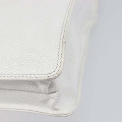 Chanel Vintage Wooden Quilted Caviar, White, Leather, Tote Bag