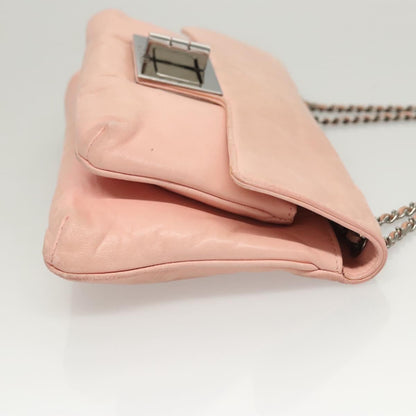 Chanel Mademoiselle Chocolate Bar Clutch Quilted Lambskin, PINK, LEATHER, Shoulder bag