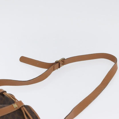 Celine Vintage Shoulder Bag Macadam Canvas & Leather, Brown, Canvas, Shoulder Bag