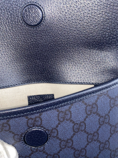 Gucci Flap Belt Bag GG Canvas, NAVY, CANVAS, Shoulder bag