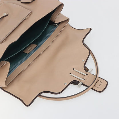 Salvatore Ferragamo Gancini Leather, Beige, Leather, Crossbody Bag
