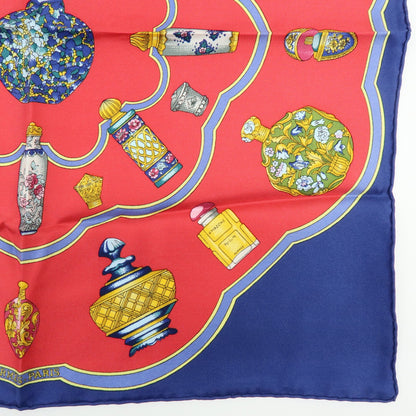 Hermes Carré 45 Les Capucines 100% Silk, Red, Silk, Scarf