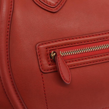 Celine Luggage Suede, Red, Leather, Handbag